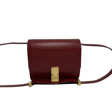 CELINE Classic Box Small Leather Genuine Mini Shoulder Bag Pochette Sacoche Red 26097