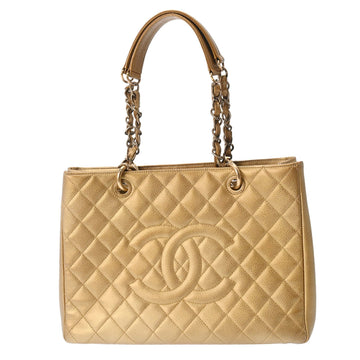 CHANEL GST Grand Tote Gold Tone A50995 Women's Caviar Skin Bag