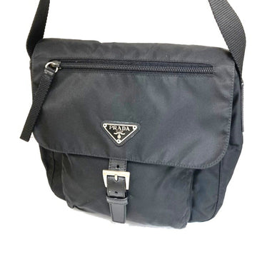 Prada Shoulder Bag Nylon/Leather Black 1BD994 Women's Men's