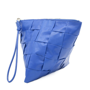 BOTTEGA VENETA Maxi Intrecciato Pyramid Pouch Bag Leather Cobalt 667045
