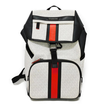 MICHAEL KORS Rucksack Backpack Signature Stripe White Black MK Coated Canvas Men's Bag