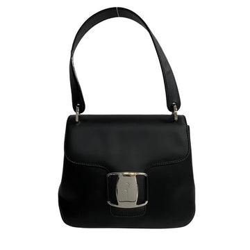 SALVATORE FERRAGAMO Vara Ribbon Hardware Leather Handbag Mini Tote Bag Black 22856