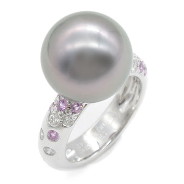 CARTIER Black Butterfly Pearl Pink Sapphire Earring Ring Black K18WG[WhiteGold] Black butterfly pearl/pink sapphir