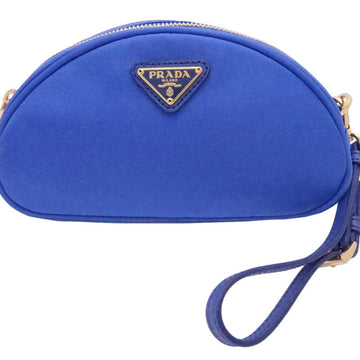 Prada pouch logo blue nylon x leather gold metal fittings multi case 1N1867