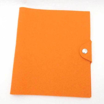 HERMES notebook cover felt orange silver unisex