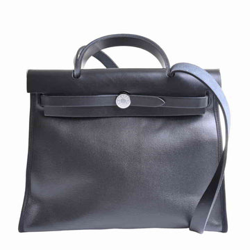 Hermes Leather PVC Yale Line Zip Shoulder Bag Black