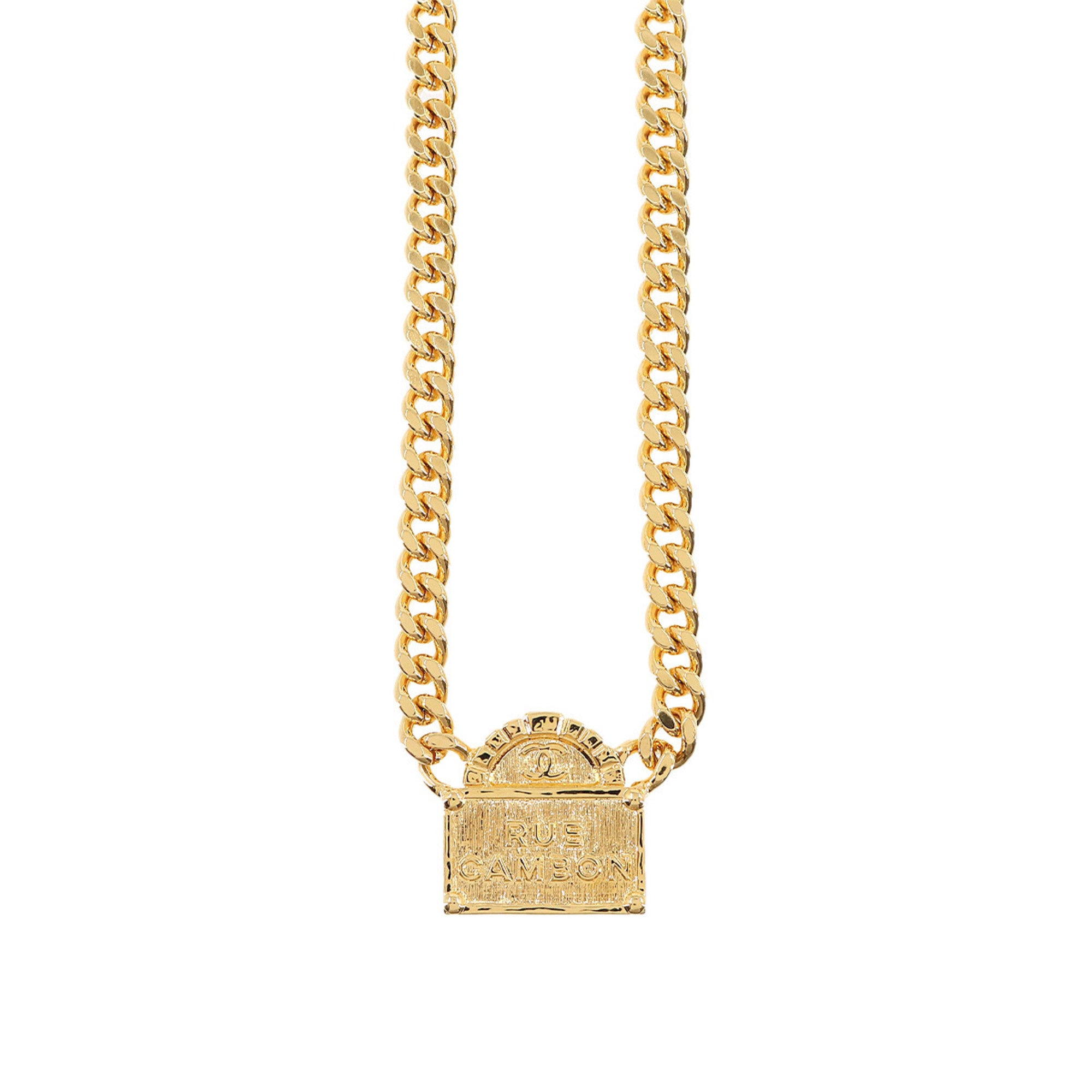 CHANEL Cambon Necklace Chain Coco Mark Gold B22A Accessories
