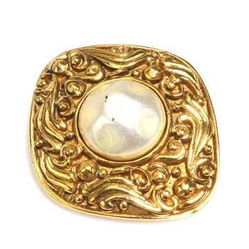 CHANEL Brooch Metal/Fake Pearl Gold/Off White Ladies