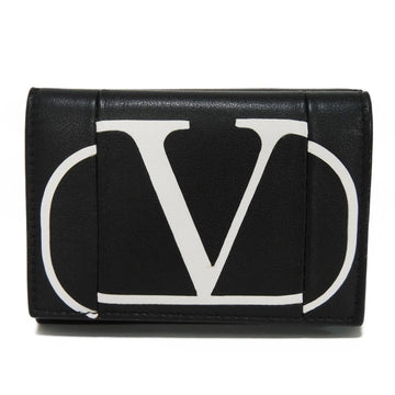 VALENTINO Trifold Wallet Signature Mini Black White Snap Button V Logo SW2P0R20KZQ Men's Women's Billfold