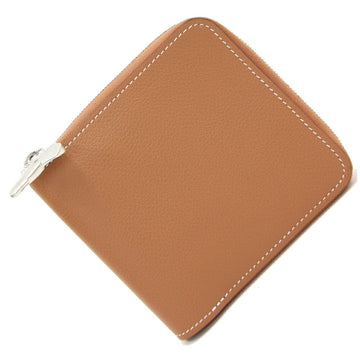 HERMES Round Wallet Zip Ango Horse Gold Voever Color Y Engraved Head Men's Small Bifold