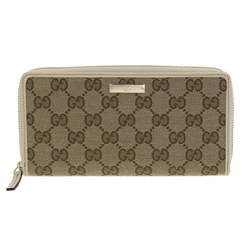 Gucci Wallet Women's Long GG Canvas 307980 Brown Ivory Round