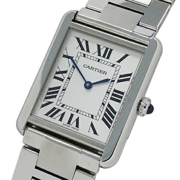 CARTIER Watch Men's Tank Solo LM Quartz Stainless Steel SS W5200014 Silver Square Polished