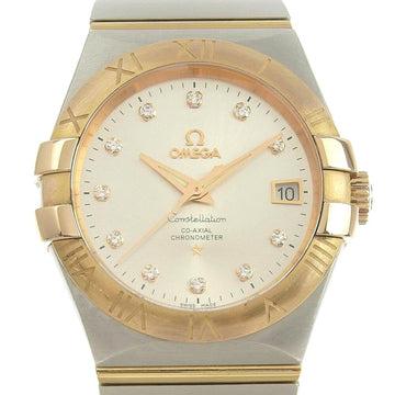 OMEGA Constellation Watch 11P Diamond 123.20.35.20.52.001 Stainless Steel x K18 Pink Gold Automatic Winding Analog Display Silver Dial Men's