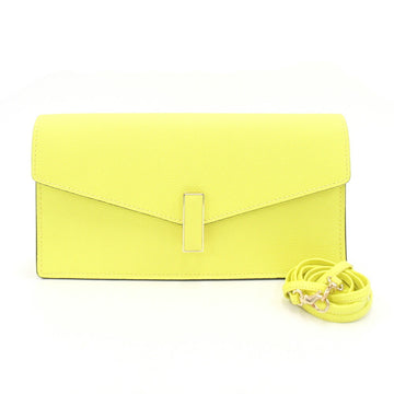 VALEXTRA Clutch Bag Iside Pochette V5E80-028 Yellow Leather Shoulder Ladies