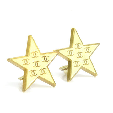 CHANEL Earrings Coco Mark Star Metal/Enamel Gold/Off-White Women's