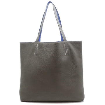 Hermes Double Sense 45  P Engraved Made in 2012 Women's and Men's Tote Bag Taurillon Clemence Grimmette x Blue Agat