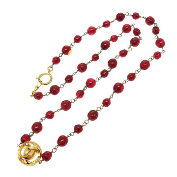 Chanel Vintage Coco Mark Red Stone Necklace Accessories