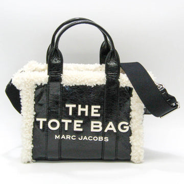 MARC BY MARC JACOBS THE MINI CRINKLE LEATHER TOTE BAG H071L01RE21 Women's Leather Handbag,Shoulder Bag Black,White