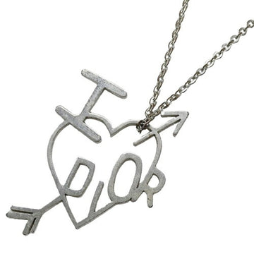 CHRISTIAN DIOR Necklace Women's Brand Heart Arrow Logo Silver
