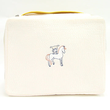 HERMES Pouch Gabriel To Go MM Ivory Yellow 100% Cotton Baby Bag in Goods