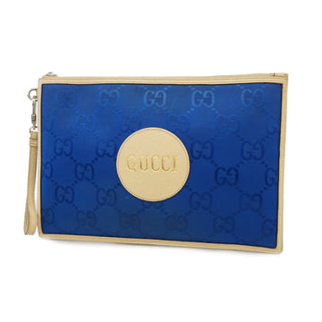 Gucci Clutch Bag Off The Grit Pouch 625598 GG Nylon/Leather Blue/Beige Silver metal Unisex