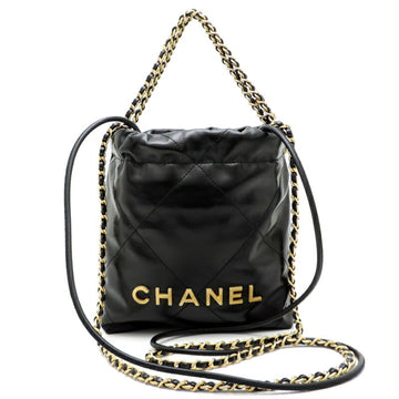 Chanel 22 Chain Ladies Handbag AS3980 Calf Black
