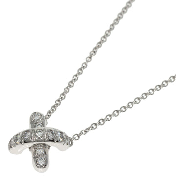 TIFFANY Cross Stitch Diamond Necklace Platinum PT950 Women's &Co.