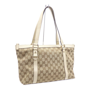 GUCCI Tote Bag Women's Beige GG Canvas Leather 141470 213317 A2229877