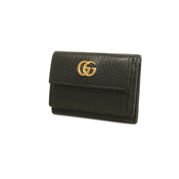 Gucci GG Marmont Gold Hardware 523277 Women's Leather Wallet Black