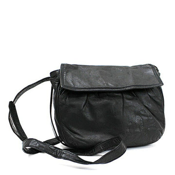 LOEWE Leather Shoulder Bag Anagram Black  Ladies