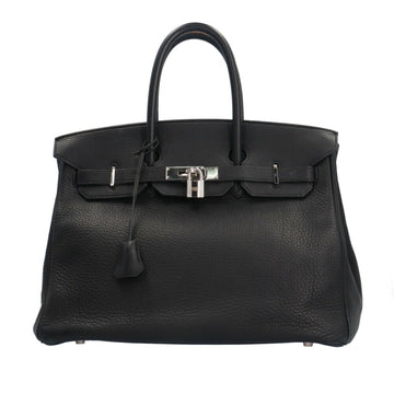 HERMES Birkin 35 Handbag Leather Black Ladies
