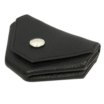 Hermes Le Van Quatre coin purse case leather M engraving black wallet