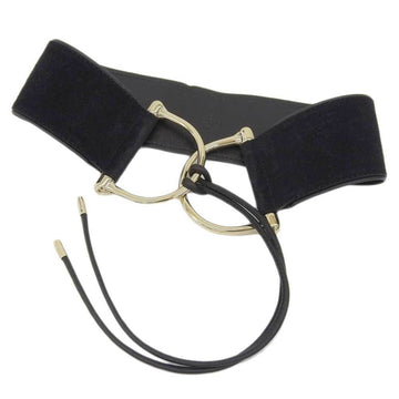GUCCI wide belt suede black gold metal fittings XS waist