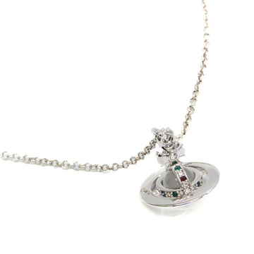 VIVIENNE WESTWOOD Mini Orb Metal,Rhinestone Women's Pendant Necklace [Clear,Green,Red Color,Silver]