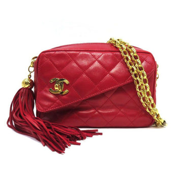 Chanel Matelasse Fringe Chain Shoulder Bag Coco Mark Turn Lock No. 2