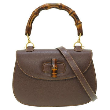 GUCCI Bamboo Shoulder Handbag Leather Brown 0041 with shoulder strap 6B0041IEZ6