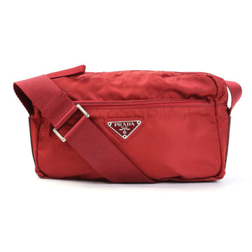 PRADA diagonal shoulder bag logo nylon dark red unisex e55964j