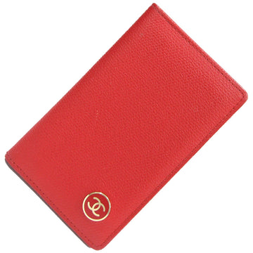 Chanel Card Case Coco Button A20910 Red Leather Pass Ladies CHANEL