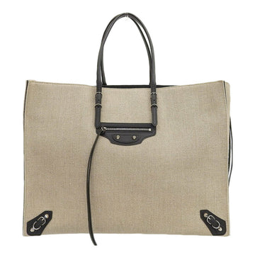 Balenciaga Bag Ladies Tote Paper Linen Leather Natural Black 357331