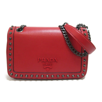 PRADA ChainShoulder Bag Red leather 1BD147