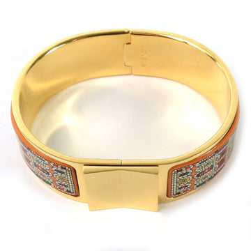 HERMES Bangle Bracelet Click Crack Metal/Enamel Gold/Multicolor Women's