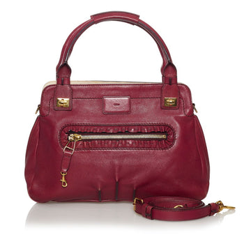 CHLOE  Margaret Handbag Shoulder Bag Wine Red Leather Ladies