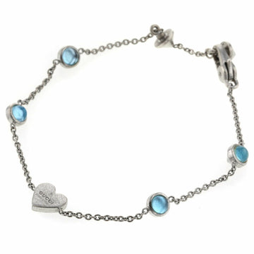 Gucci bracelet heart silver 925 colored stone 4P blue ladies GUCCI