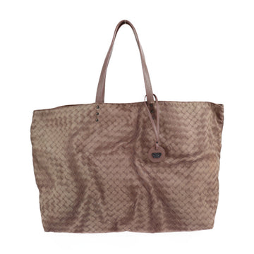 BOTTEGA VENETA Intreccio illusion tote bag 299876 nylon leather dark pink beige handbag