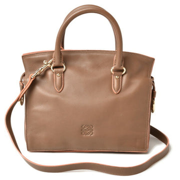 LOEWE handbag shoulder bag 2way  anagram leather brown rose