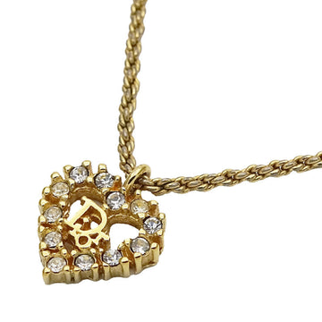 CHRISTIAN DIOR Necklace Women's Gold Heart Rhinestone