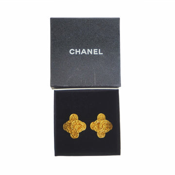 CHANEL Flower Coco Earrings Gold Women's 94A