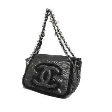Chanel Chain Shoulder Women's Nylon Shoulder Bag Black,Gray