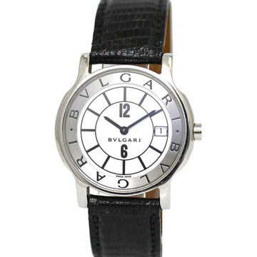 BVLGARI wristwatch solotempo white silver black ST35S SS synthetic leather  35mm men's dial battery type