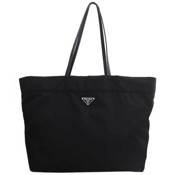 Prada shoulder bag tote logo nylon / leather black ladies